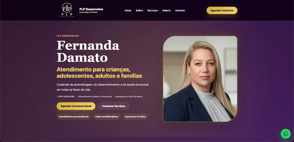 FLP Desenvolve website homepage on desktop